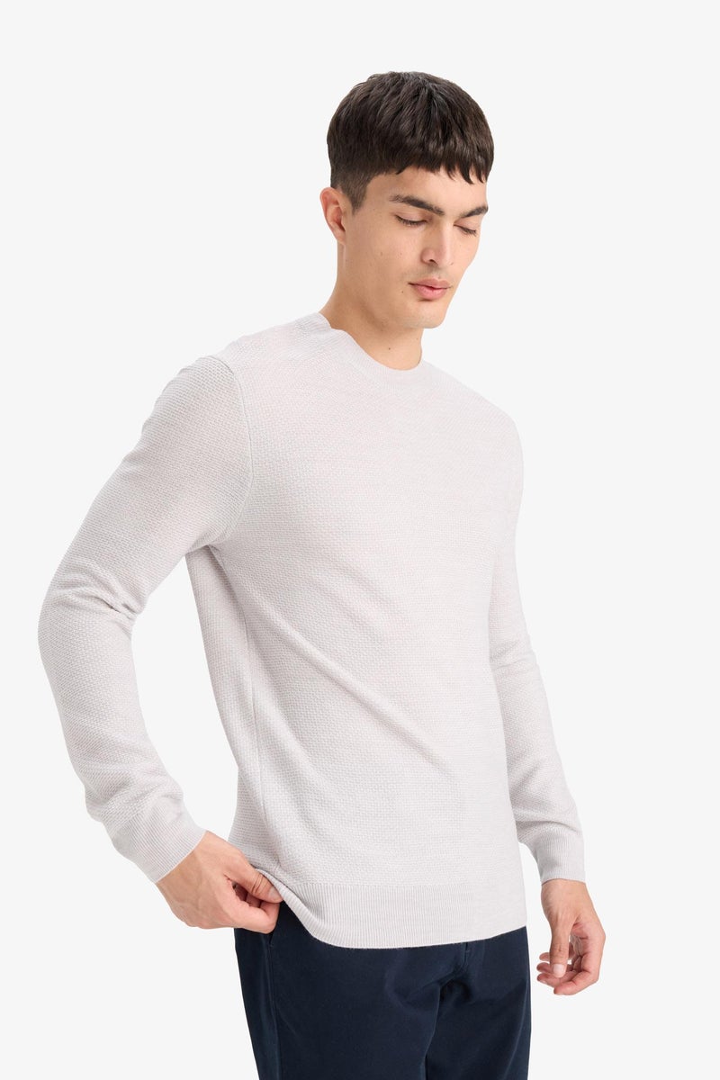 DeFacto Grey Man Standard Fit Crew Neck Knitwear Pullover Casual - Image 4